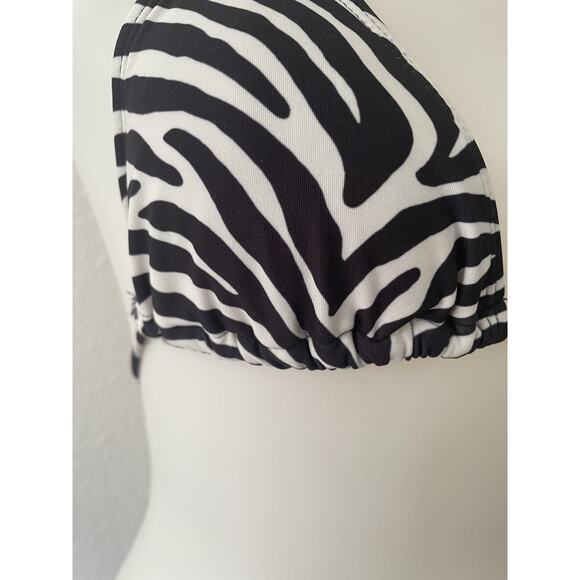 Kate Spade Swim Bikini Top Halter Plunge Swimwear Zebra Animal Print - Picture 3 of 9